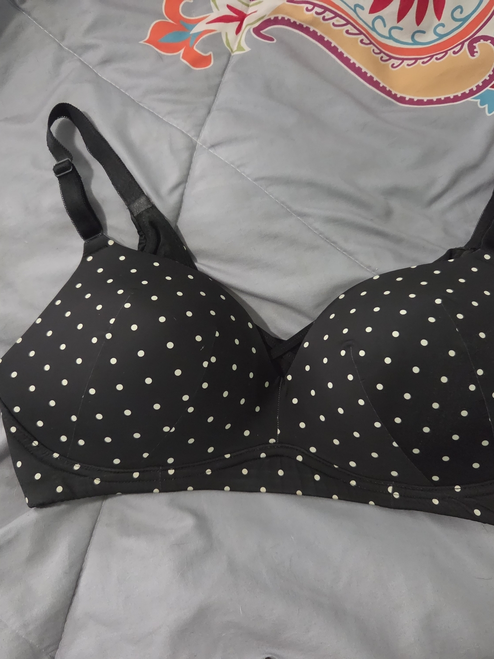 torrid Black with White Polka Dot Underwire T-Shirt Bra